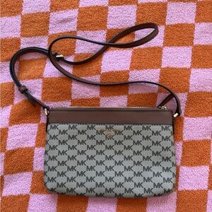 Michael Kors Signature Brown and Tan Crossbody Bag